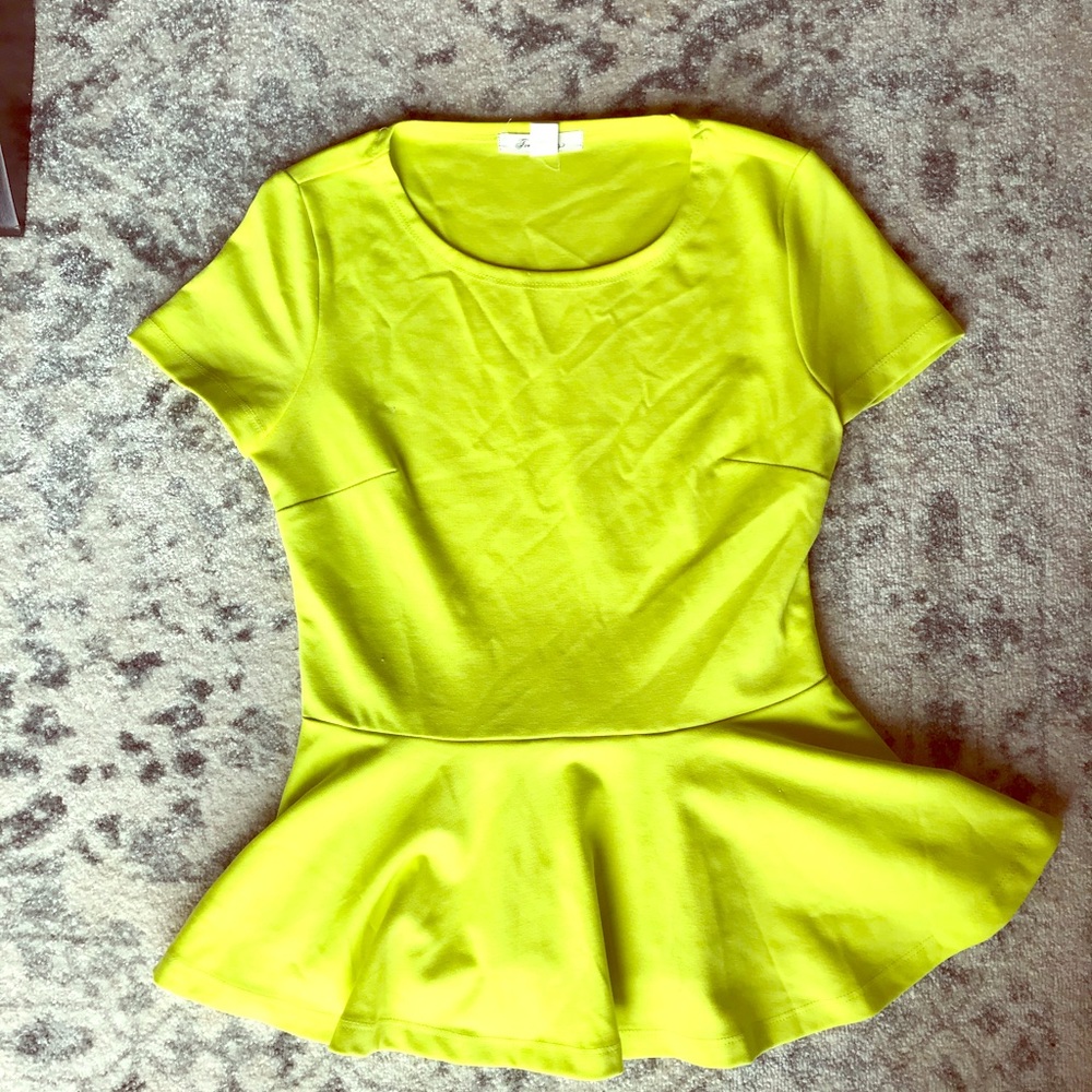 Neon yellow peplum shirt